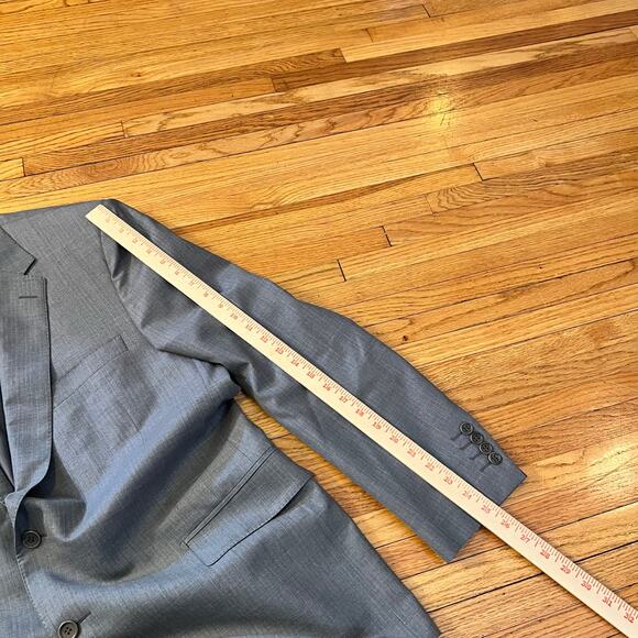 ENZO Sport Coat Mens 44 Striped Two Button Double Vented Blazer Gray - Picture 12 of 12